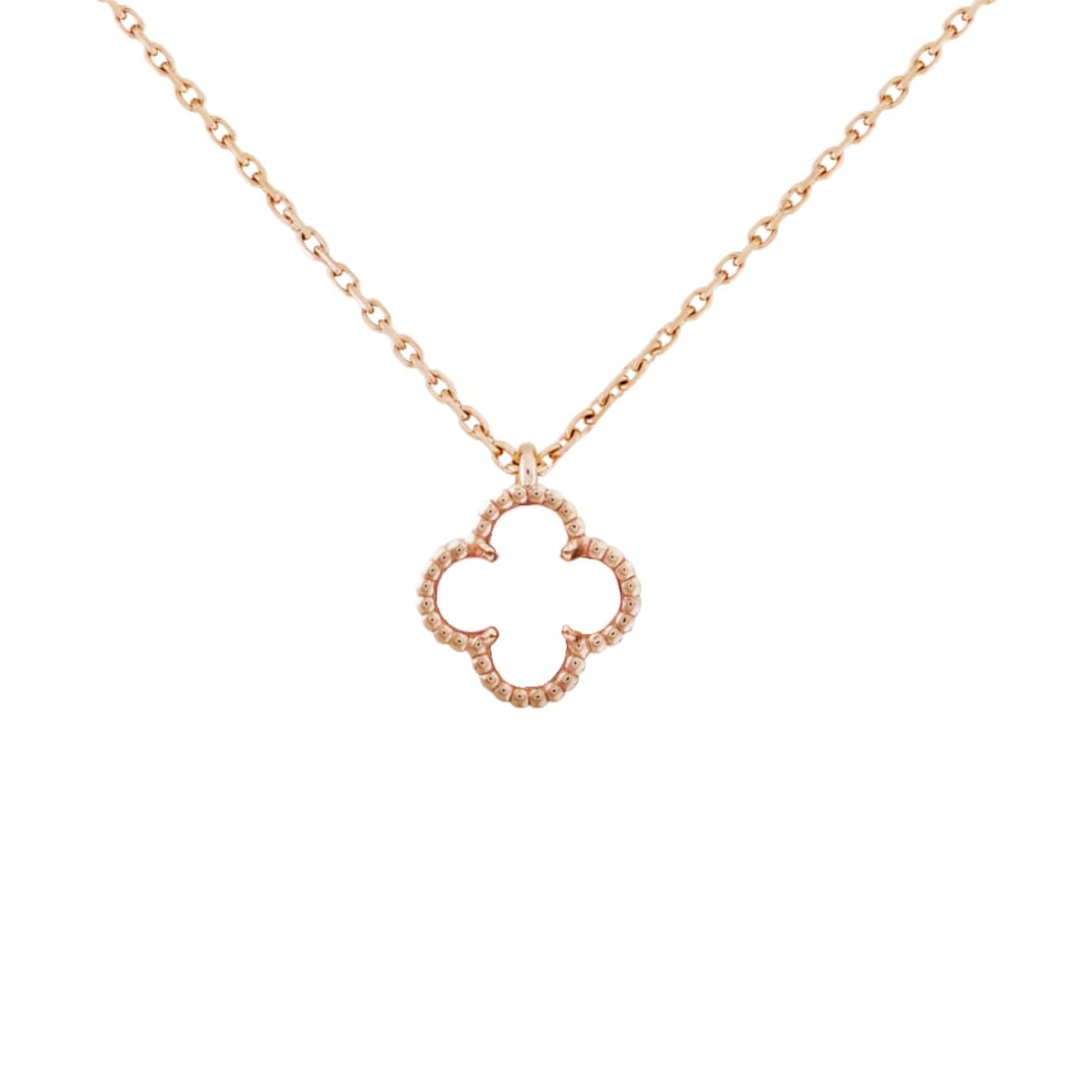 COLLAR TREBOL BLANCO-ROSE GOLD