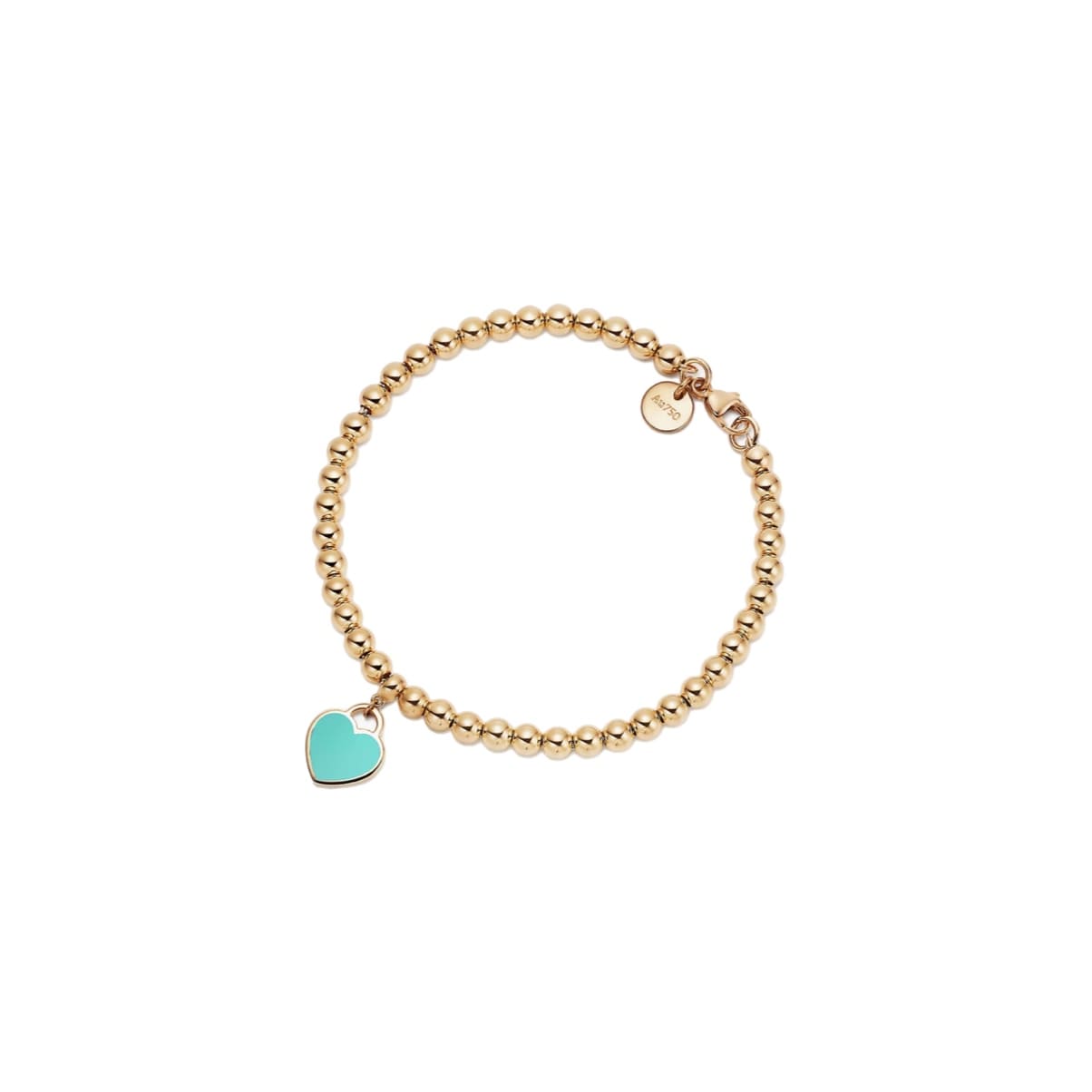 PULSERA DE CUENTAS GOLD CON INSIGNIA DE CORAZÓN BLUE