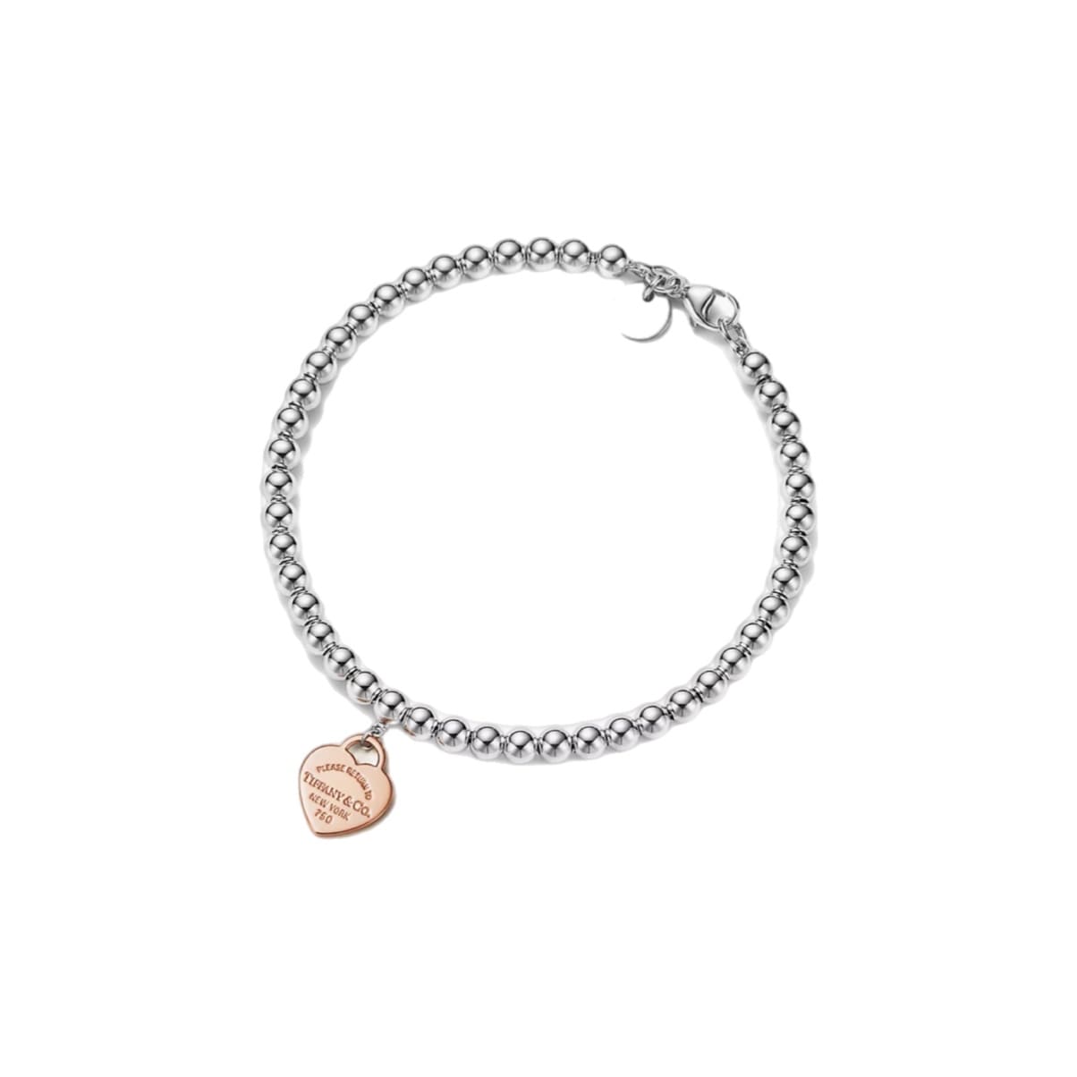 PULSERA DE CUENTAS CON INSIGNIA DE CORAZÓN ROSE GOLD