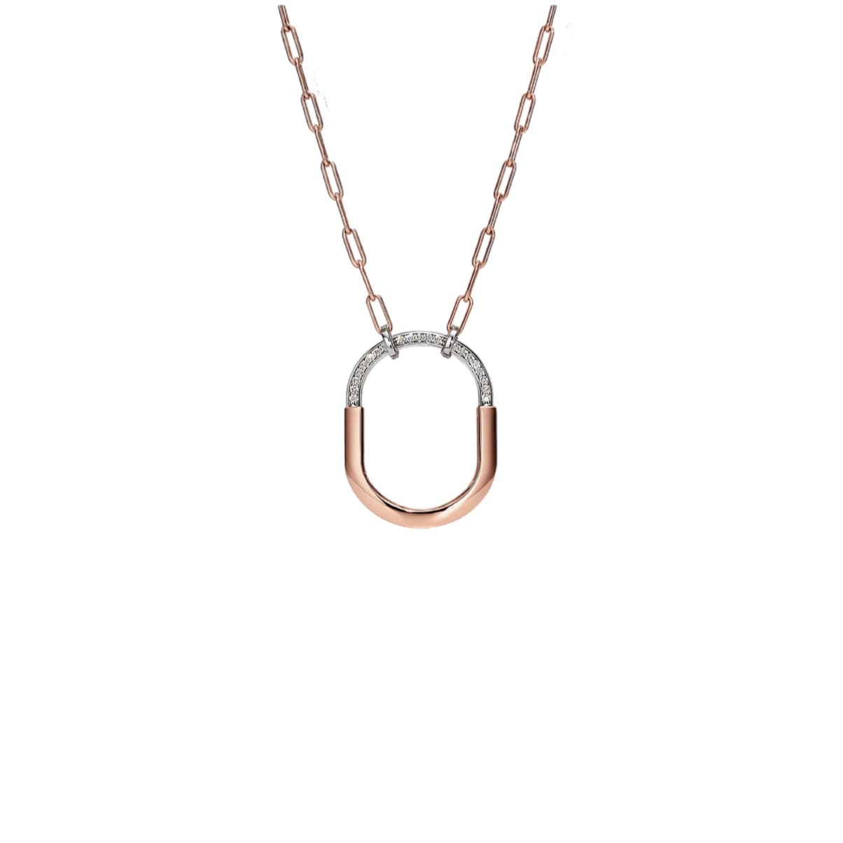 COLLAR LOCK CON ZIRCONIAS ROSEGOLD SILVER