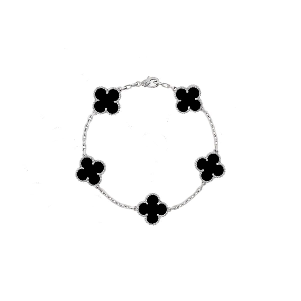 PULSERA TRÉBOL SILVER BLACK VF