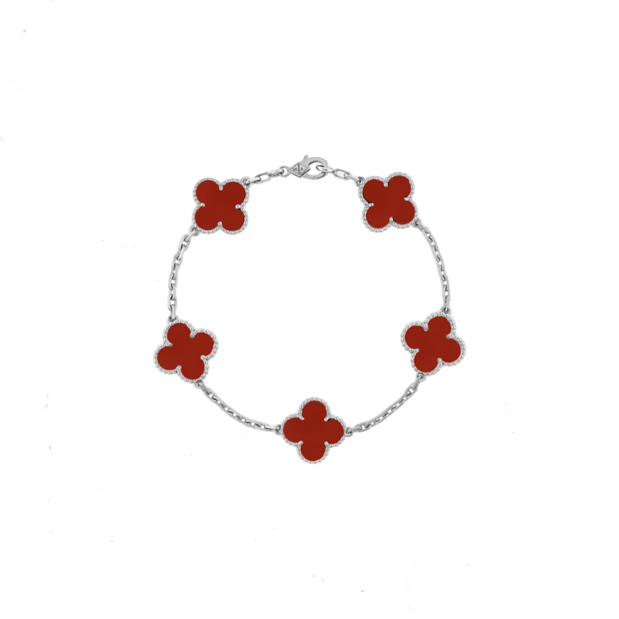 PULSERA TRÉBOL SILVER RED