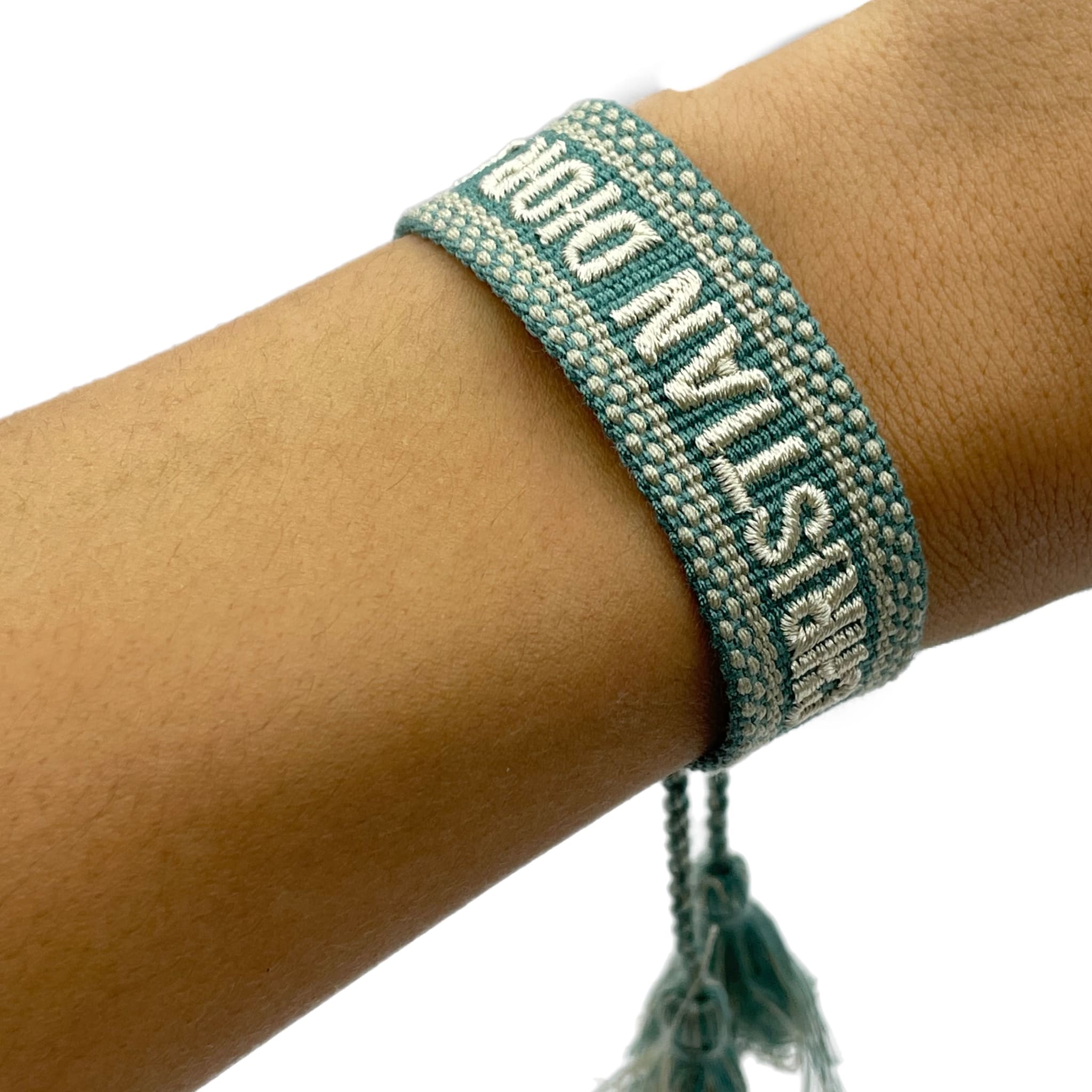 PULSERA CD DE TELA BLUE MINT